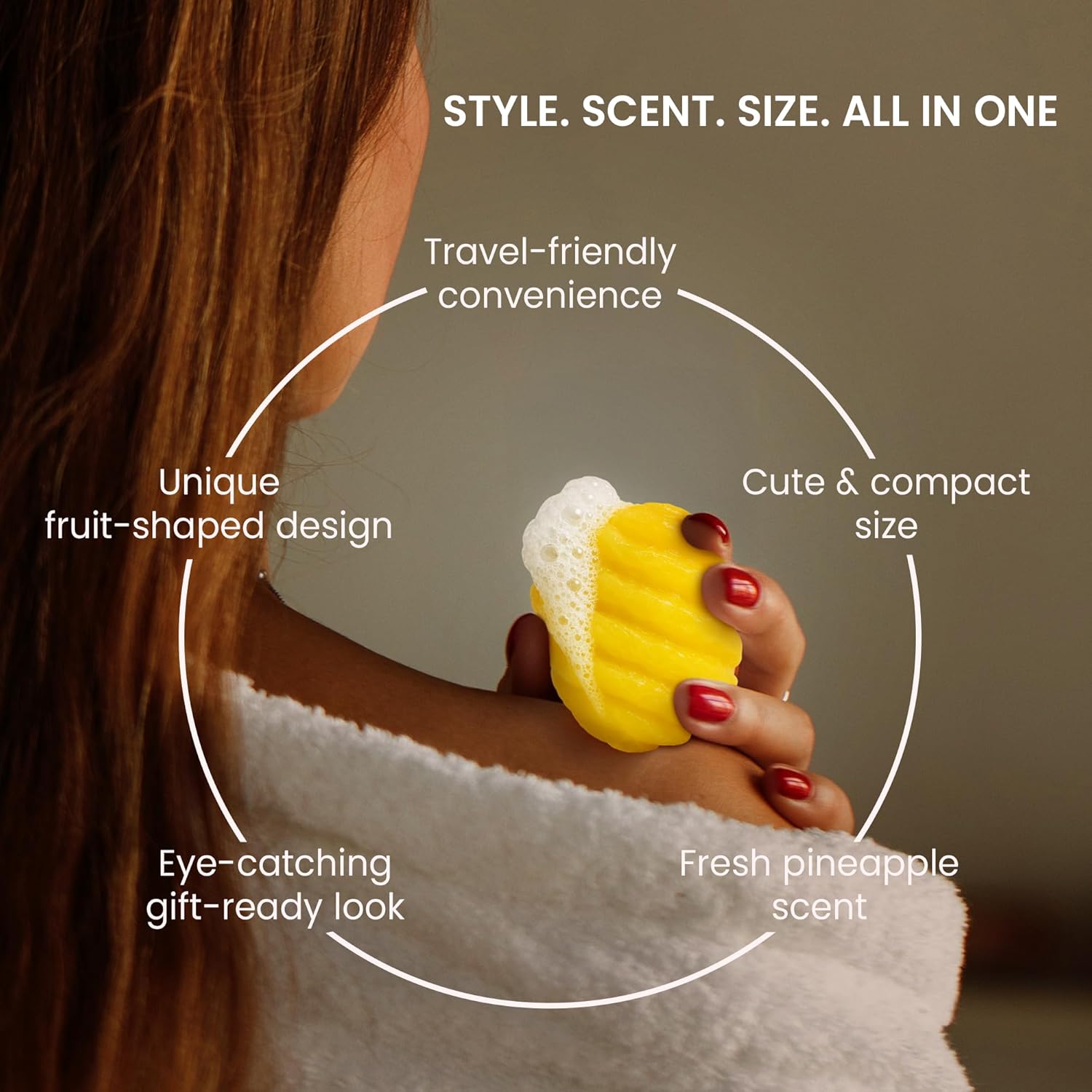 ABERA Pineapple & Grapefruit Soap Bars – Fruit-Shaped Decorative Soap Set with Tropical Citrus Scent, Moisturizing Vegan Body Cleanser, Unique Gift Set, 2 Pack (4.6 oz Total)