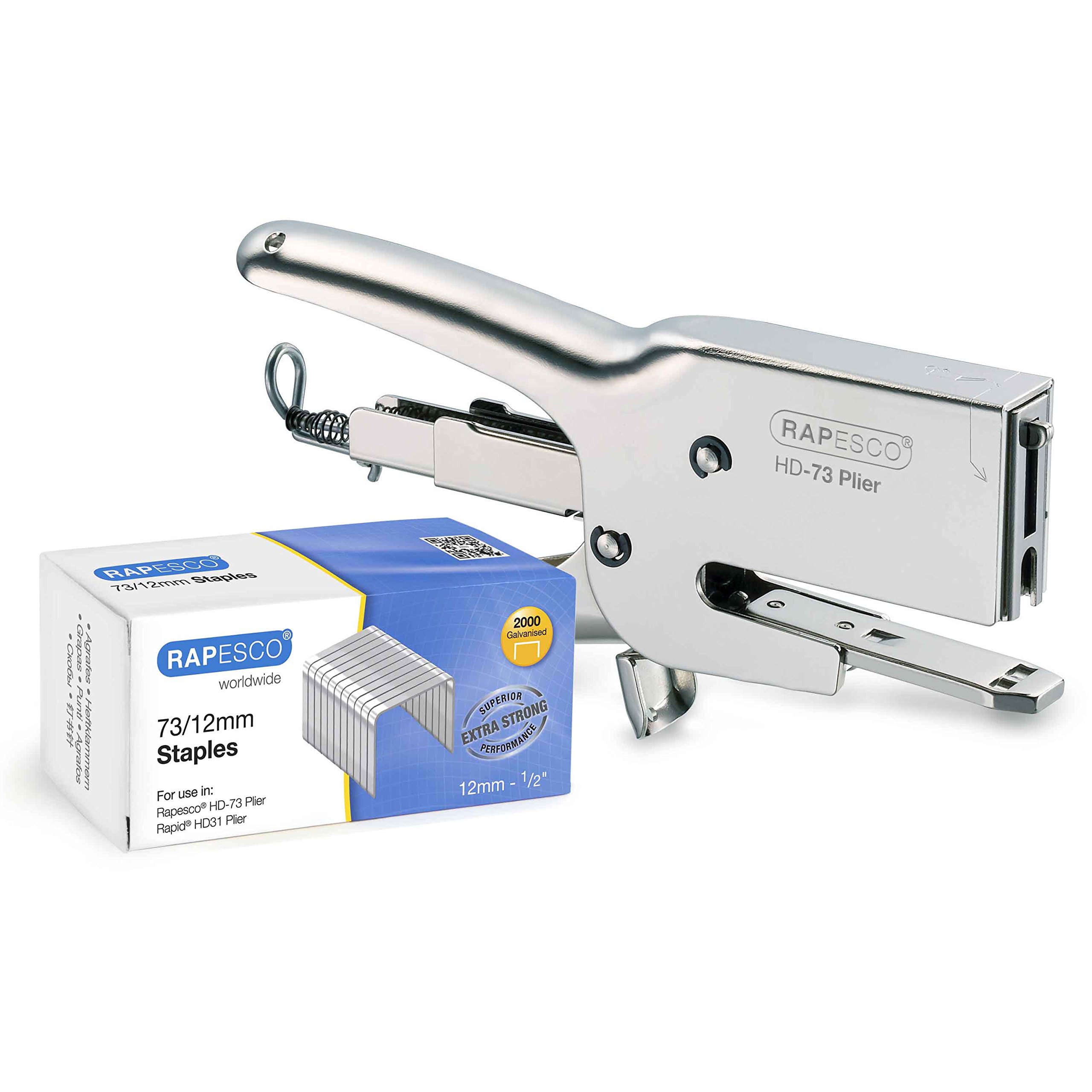 Rapesco 1306 Heavy-Duty HD-73 Plier Stapler, 2000 Type 73/12 mm Staples