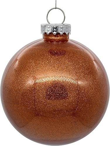 Miniatura 7 de Vickerman Adorno navideño de bola transparente de 4 pulgadas con interior de purpurina verde. Este artículo viene con 6 adornos por unidad.