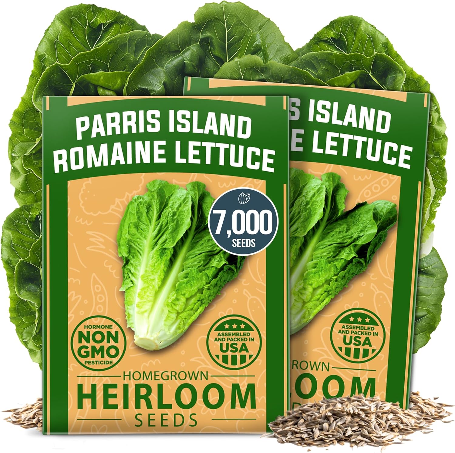 HOMEGROWN Parris Island Romaine Lettuce Seeds - 7000+ Heirloom Non-GMO Bulk Pack for Hydroponics, Indoor & Outdoor Gardens