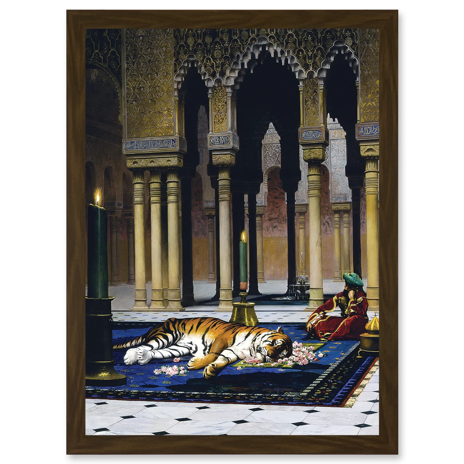 Artery8 Gerome Grief Of The Pasha Mourning Tiger Painting Artwork Framed Wall Art Print A4
