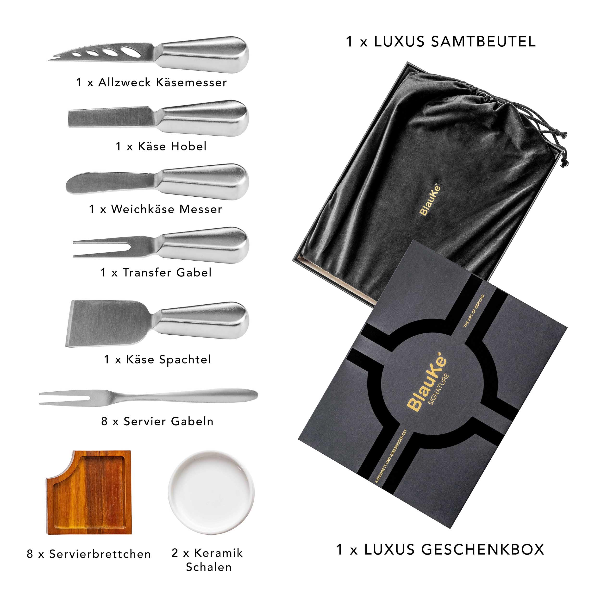 Käsebrett mit Käsemesser Set für Große Gruppen – Akazienholz Servierbrett, EIN Upgrade von Bambus Charcuterie Boards und Cheese Boards – Servierplatte Holz Käseplatte, Frühstücksbrett – Geschenk Idee