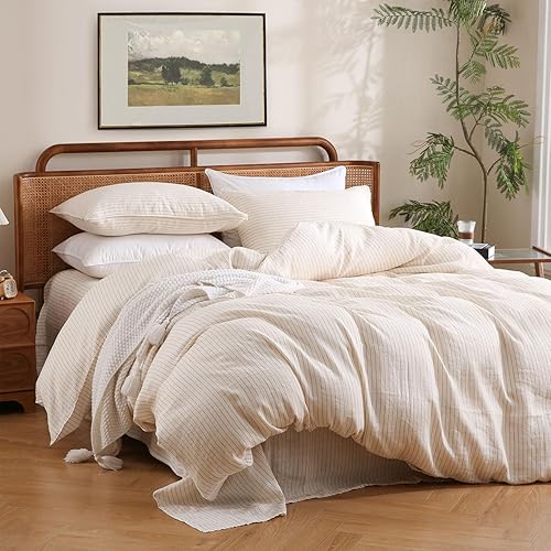 Miniatura 10 de S VICTORY SYMBOL - Juego de funda de edredón de lino 100% orgánico, juego de ropa de cama de lino francés lavado a piedra, funda de edredón