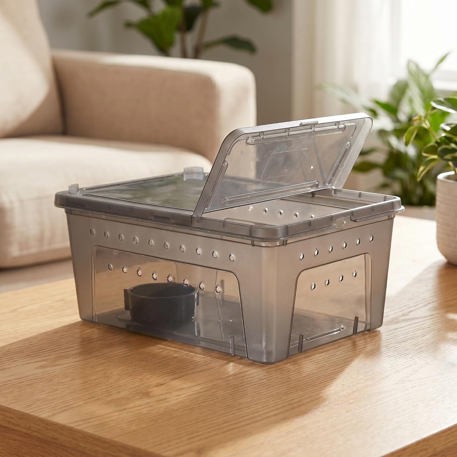 Generic Plastic Reptile Breeding Box Adjustable Environment Settings and Visibility, Pet Terrarium Cage for Geckos, Sturdy Plastic Feeding and Travel Container