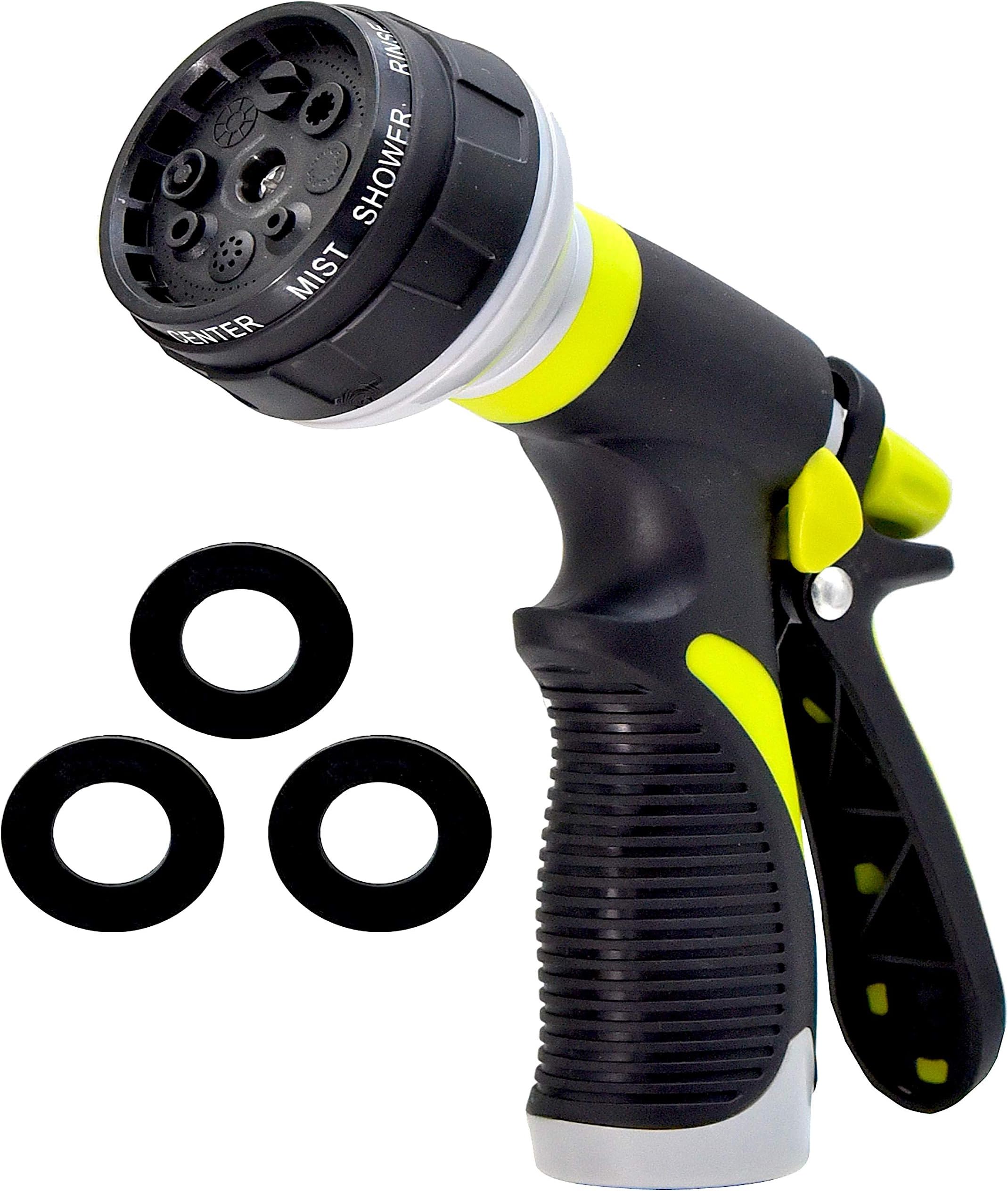 Garden Hose Nozzle | Hose Spray Nozzle | Water Nozzle Water Hose Nozzle Sprayer | 8 Adjustable Watering Patterns, Slip and Shock Resistant for Watering Plants, Cleaning, Car Wash and Showering Pets