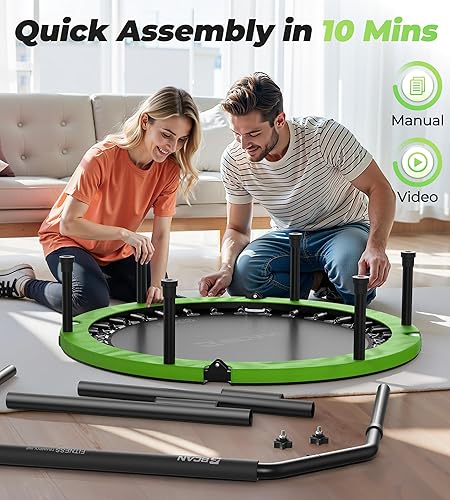 Miniatura 6 de BCAN 40"48" Foldable Mini Trampoline, Rebounder Trampoline for Adults, UT Adjustable Foam Handle, Exercise Rebounder for Adults IndoorGarden