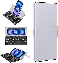 CACOE Bluetooth Keyboard with Stand, Mini Portable Super Lightweight Foldable Dual Channel for Mobile Phone, Smartphone and Other iOS Android Windows, Light Grey