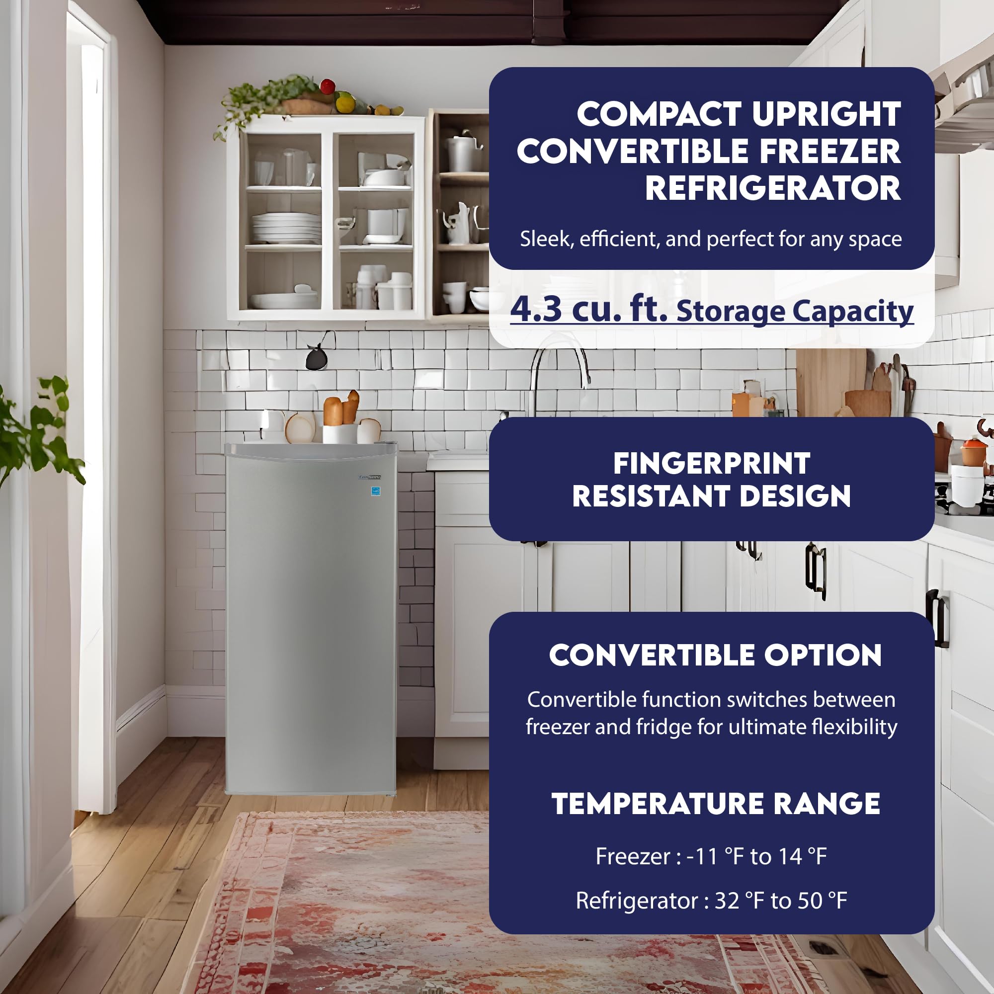 Conserv 4.3cf Compact Upright Freezer REVERSIBLE DOOR Freestanding 110V on Fridge.com