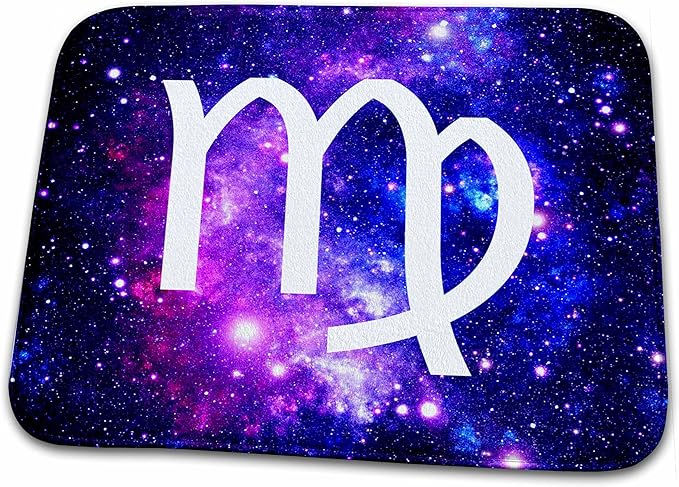 3dRose Bathroom Bath Rug Mat - Virgo Star Sign on Purple Space Background - Zodiac Horoscope Symbol Astrology