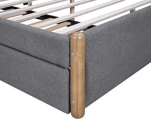 Miniatura 68 de SOFTSEA Cama de plataforma tapizada tamaño Queen con cajón de almacenamiento, marco de cama tapizado con cabecera con respaldo de alas, soporte de