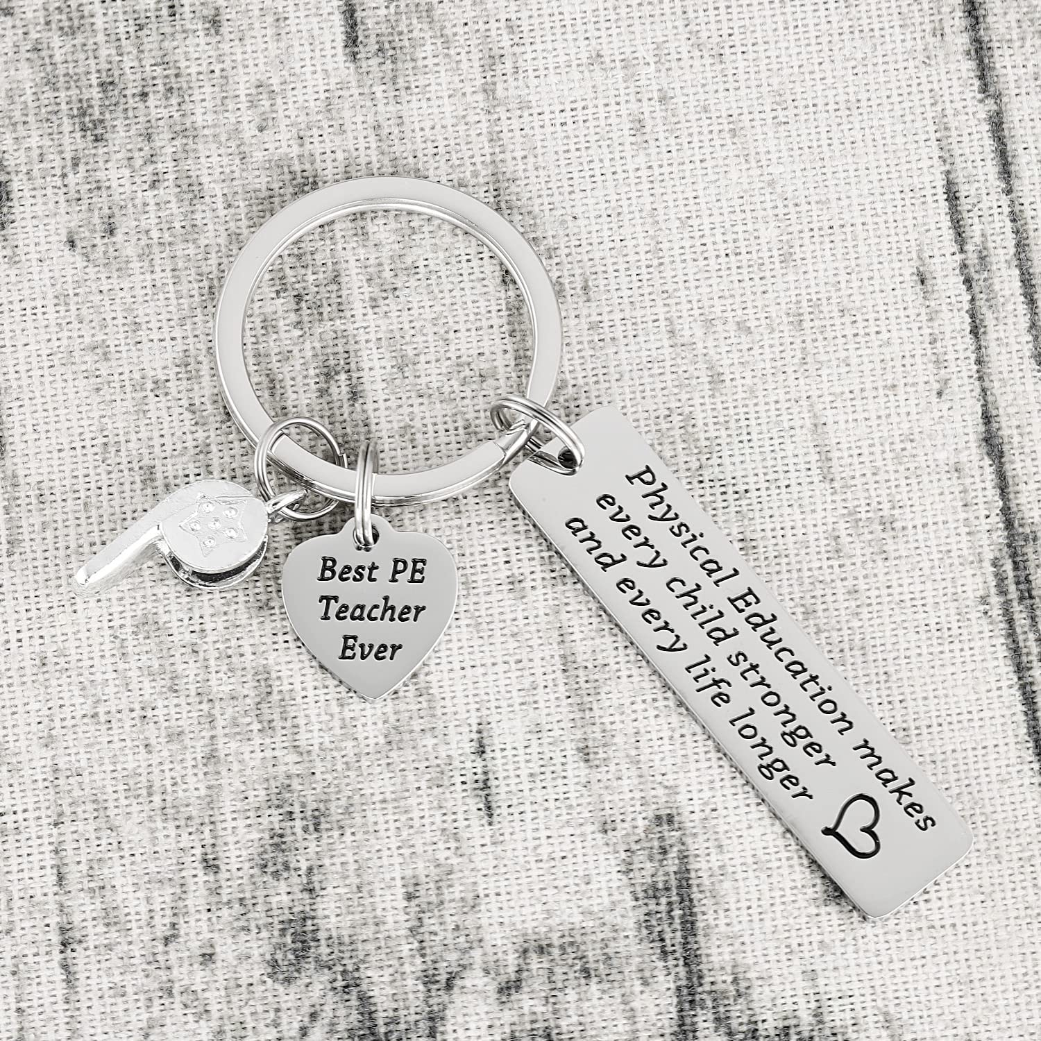 Ahaeth PE Teacher Gifts Keychain for Men and Women - Physical Education Professor Retirement Jewelry from Student - Gym Keychain
