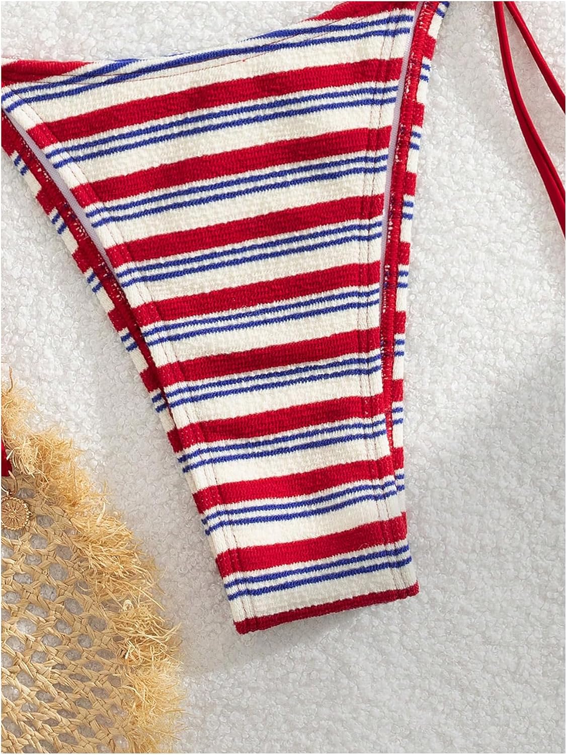 WDIRARA Women's 2 Piece Striped Bikini Set Halter Swimsuits Triangle String Bathing Suit - Image 4