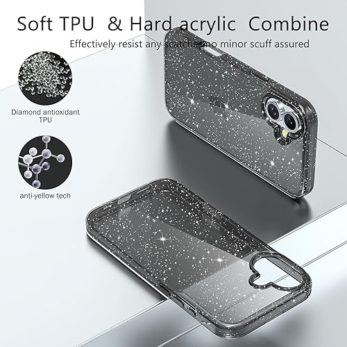 Miniatura 178 de Funda con purpurina diseñada para iPhone 15 Pro Max, con [2 unidades] protector de pantalla y [paquete de 3] protector de lente de cámara brillante