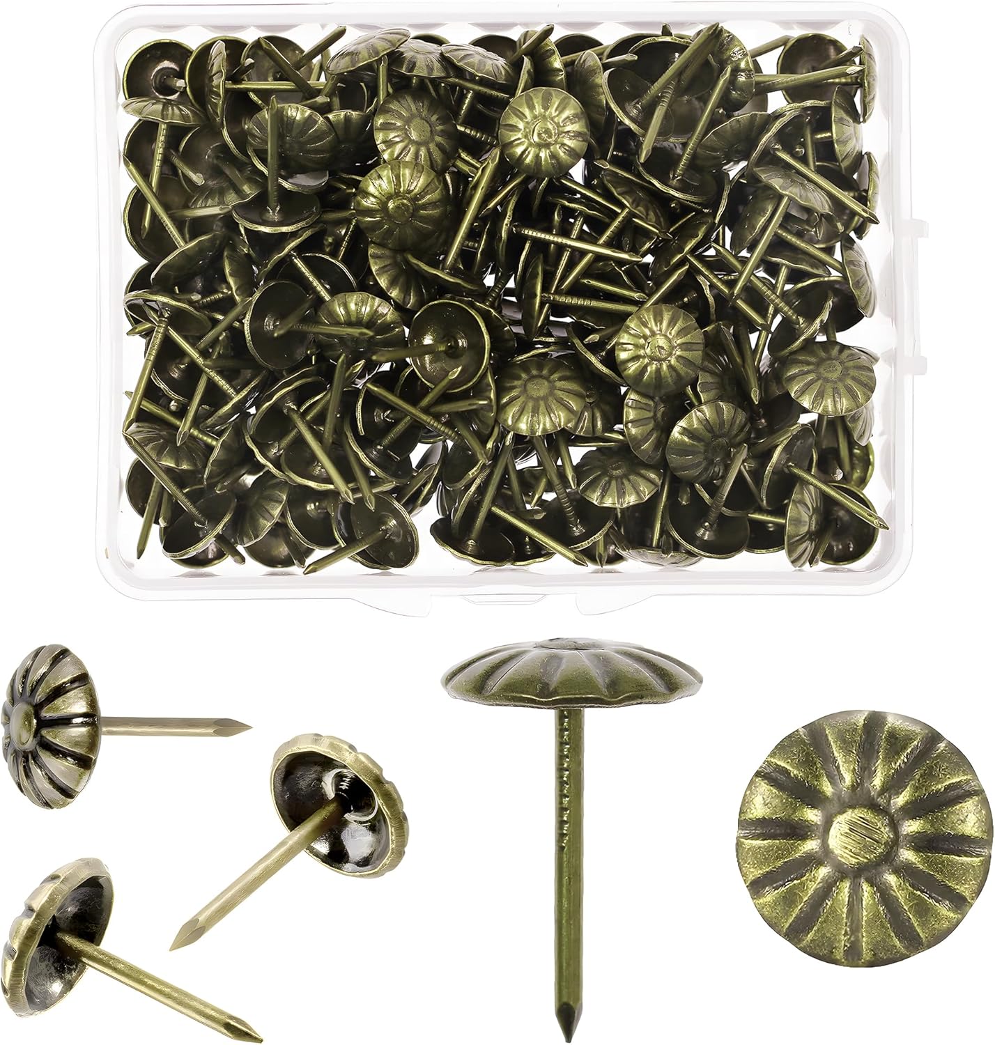Juasky 200PCS Upholstery Tacks for Decorative, Antique Brass Furniture Tacks Nails for