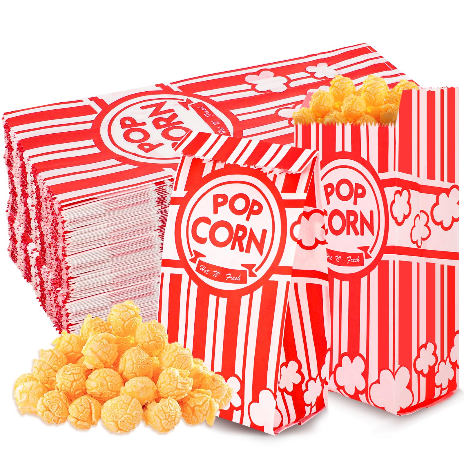 Sacs à popcorn en papier pour soirée cinéma à la maison et fête d'Halloween (300 pièces)