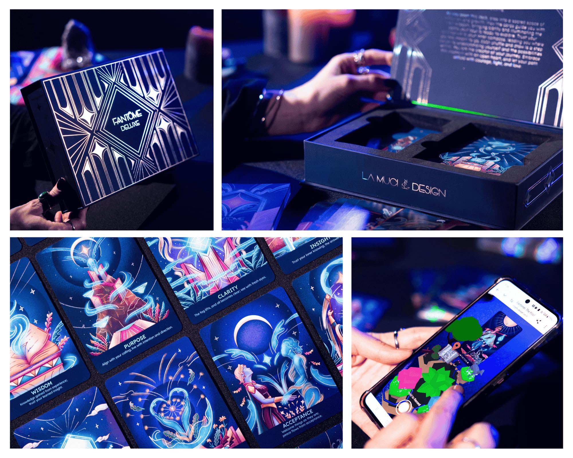 La Muci Fantôme Reborn Tarot- und Oracle-Deck-Set, Deluxe Box mit Anleitung, 78 Karten Tarot und Orakelkarten mit Augmented Reality Experience, Modernes Mystisches Deck zur Selbstreflexion