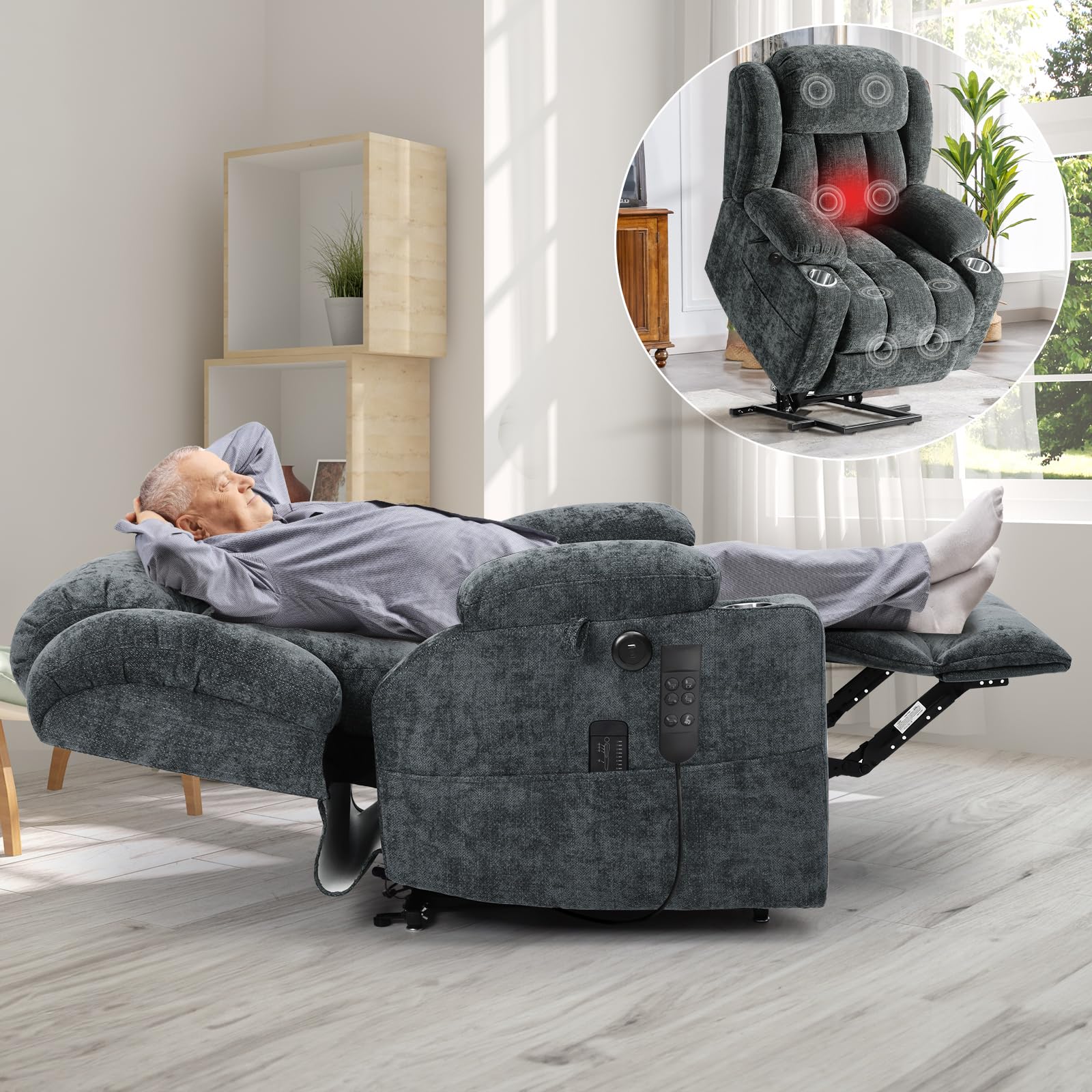 ABCASA Dual Power Lift Recliner Chair