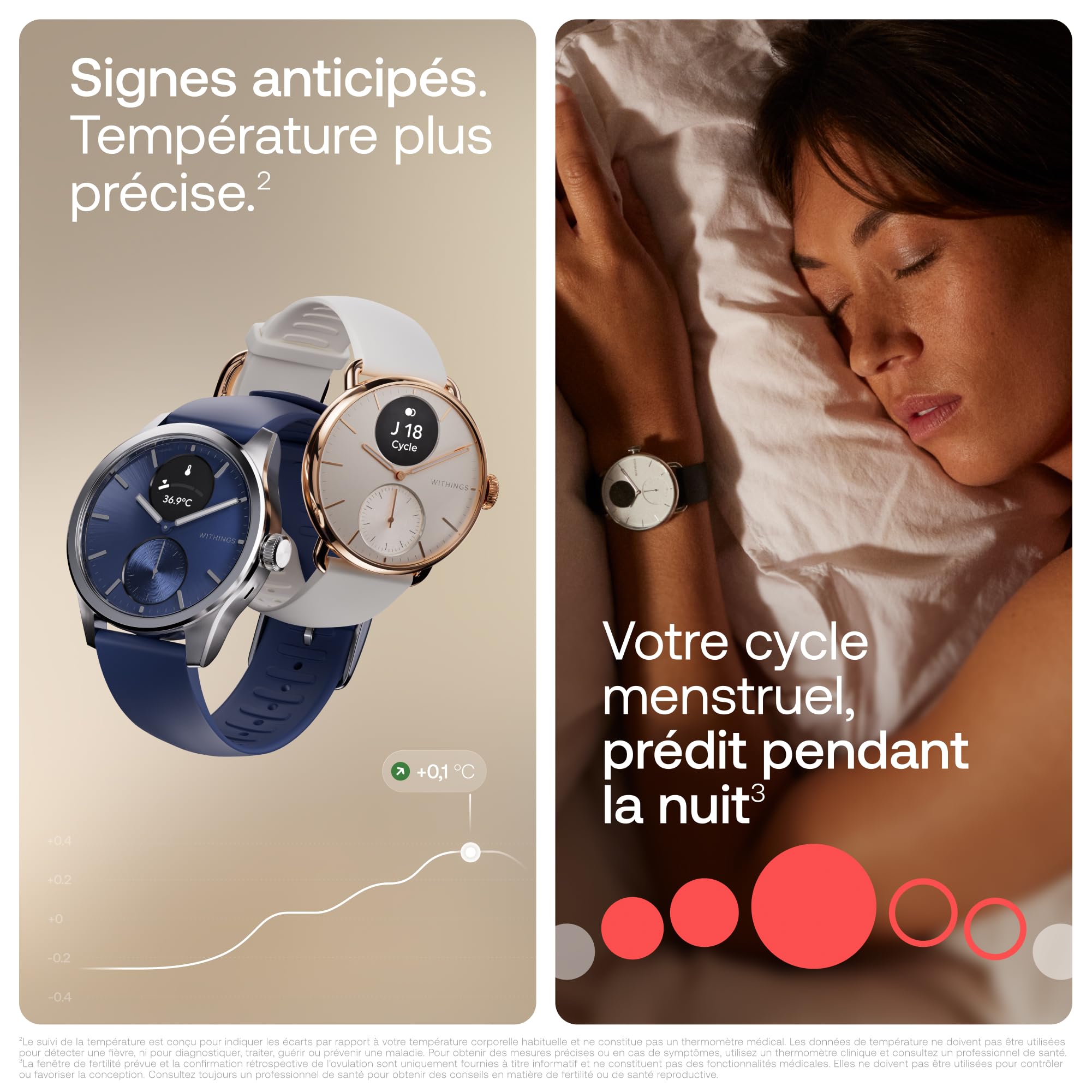 Withings ScanWatch 2 - Montre connectée, ECG, SpO2, température, Suivi du Sommeil, santé respiratoire, activités, Calories, étanche, Batterie de 35 Jours, Android & iOS, 38mm, Rosegold