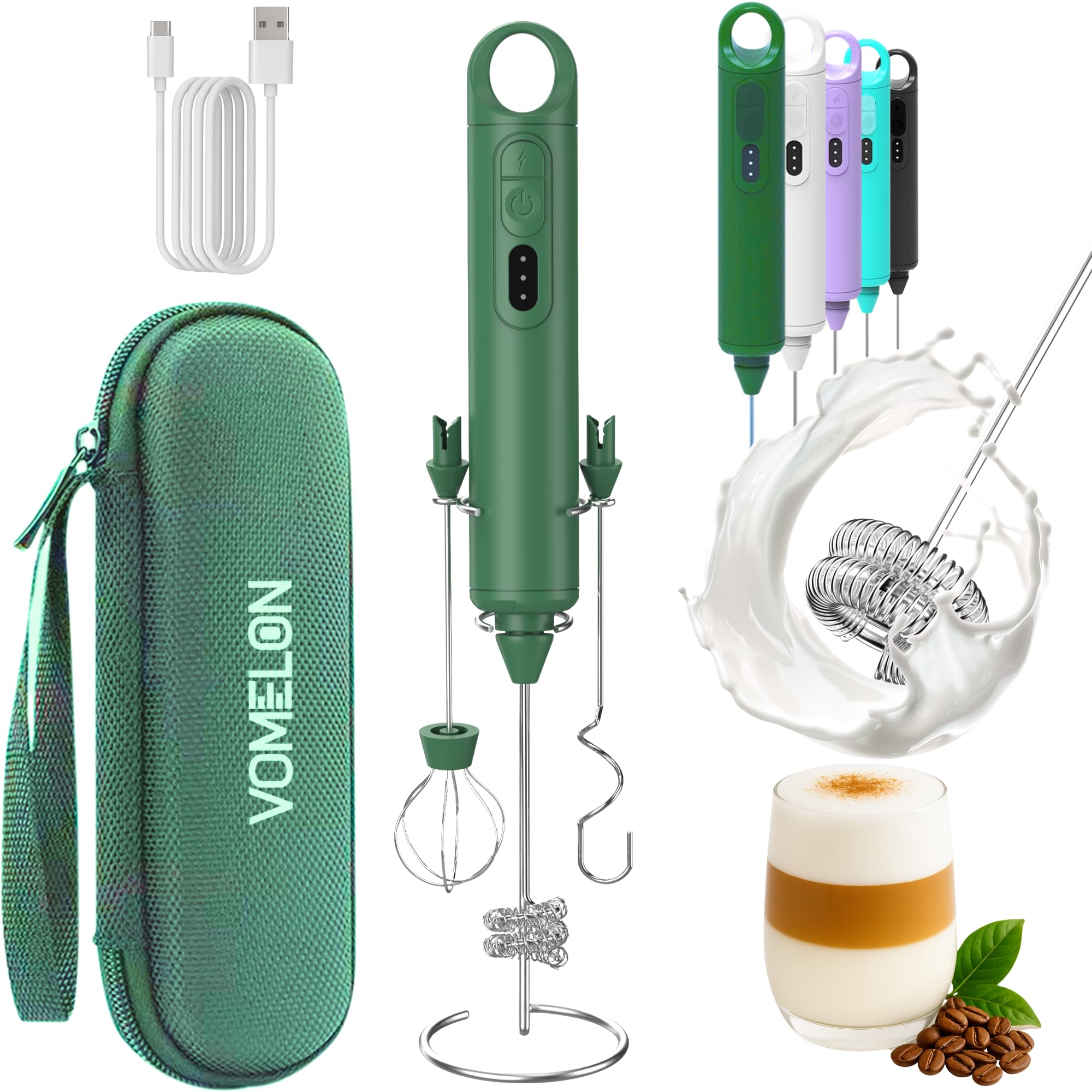 Amazon.com: Rechargeable Milk Frother Handheld 3 Speed Coffee Foamer [3  Whisk] Electric Drink Mixer for Latte, Cappuccino, Coffee, Eggs, Hot  Chocolate,Grass Green: Home & Kitchen