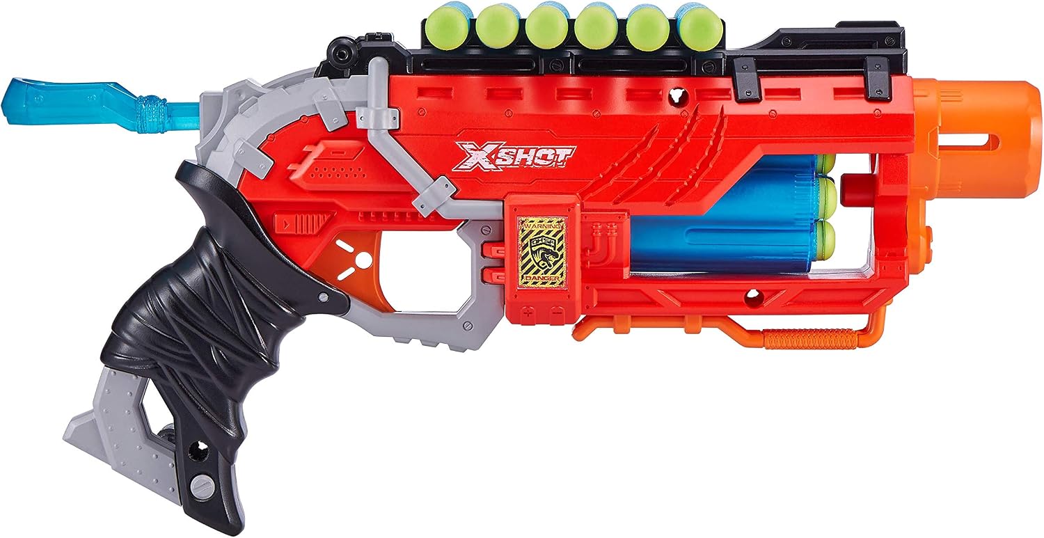 X-Shot Dino Attack Dino Striker Double Blaster Value Pack (6 Egg Shooting Targets, 48 Foam Darts) by ZURU Frustration Free Packaging, 2 XShot Foam Dart Blasters for Kids and Teens