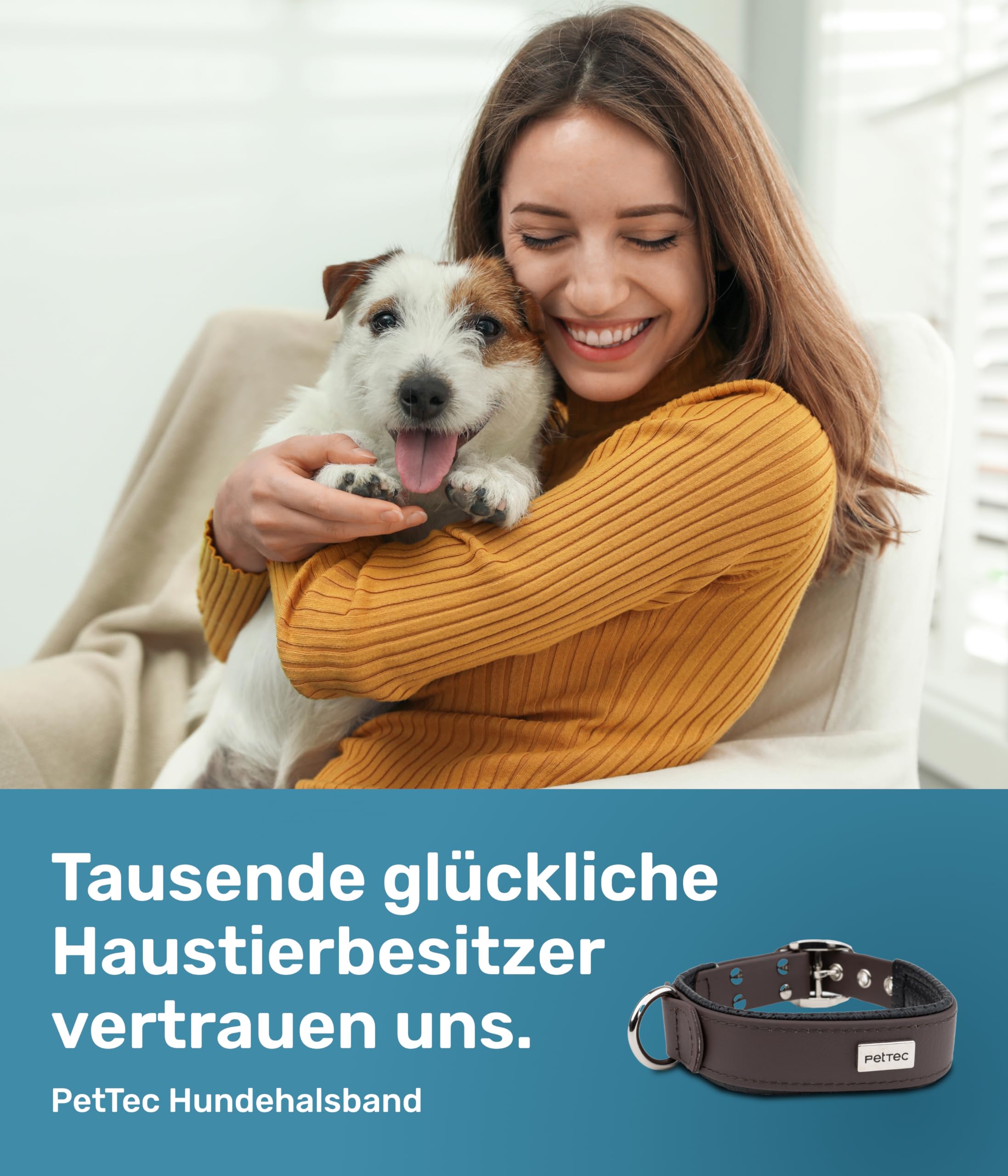 PetTec Obroża dla dużych i małych psów z Trioflex™ | odporna na warunki atmosferyczne i regulowana w kolorze | obroża dla psa w kolorze czerwonym, brązowym, czarnym i błyszczącym pomarańczowym