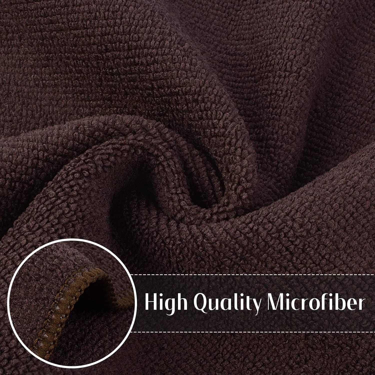 SINLAND Absorbent Microfiber Dish Cloth Kitchen No Streak Cleaning Cloth Dish Rags Lens Cloths 12 Inch X 12 Inch 12 Pack Dark Brown - Image 3