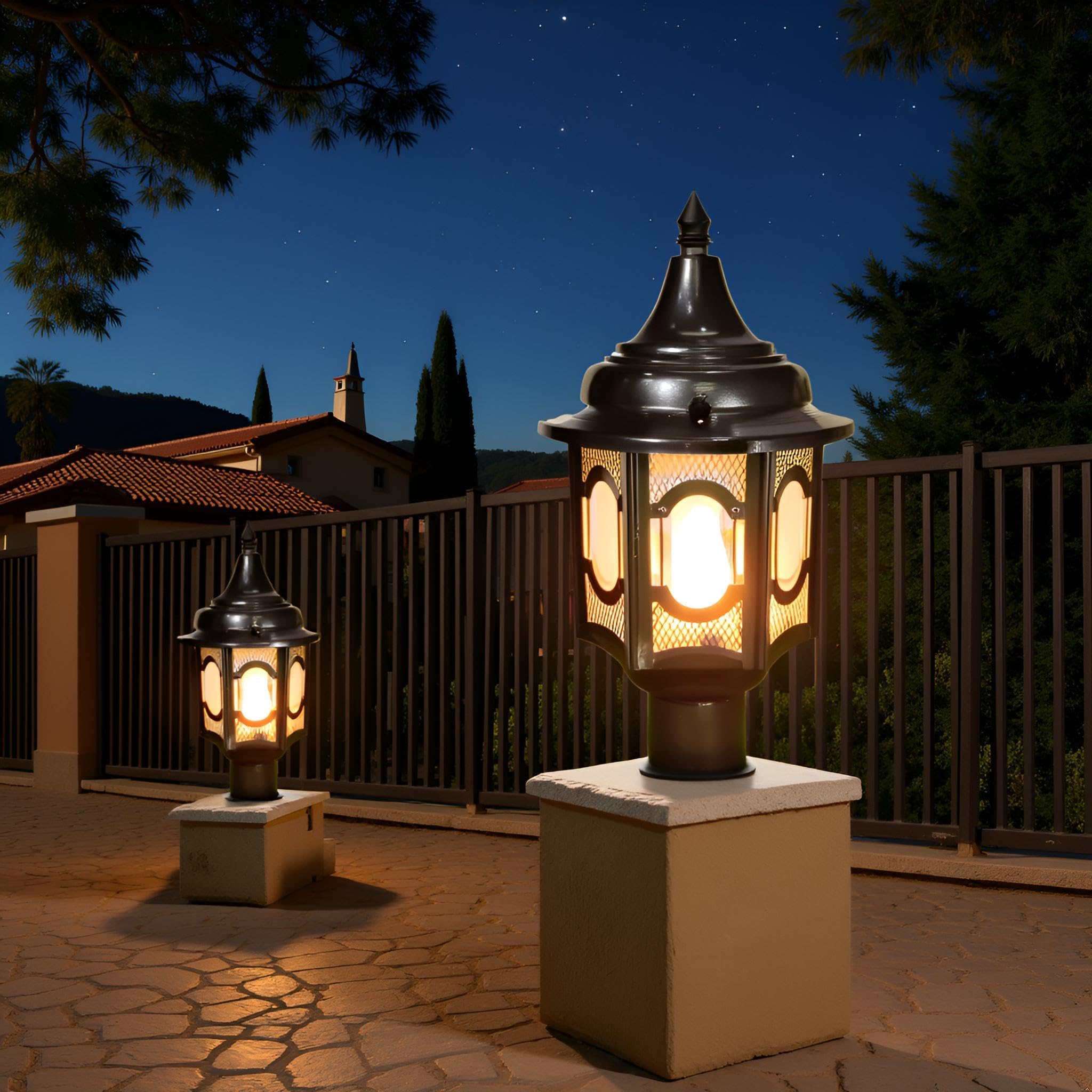 Lyse Decor Outdoor Gate Light for Home & Garden Lamp โ Waterproof Pillar Light for Main Entrance, Balcony & Pathway (Pack of 2)
