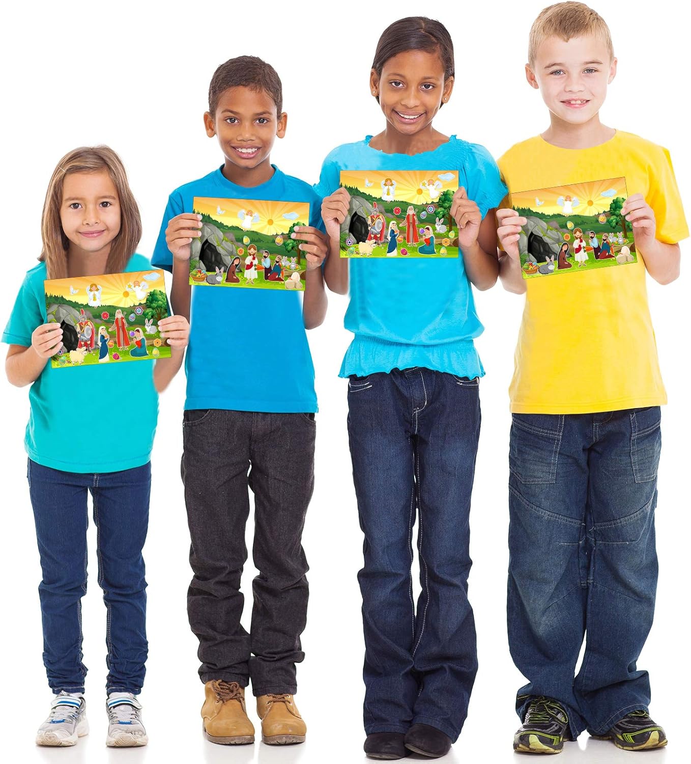 Zonon 30 Pieces Easter Stickers Make an Easter He Lives Sticker Resurrection Scenes Includes 15 Paper Background and 15 Sheets, Mix and Match Basket Stuffers for Party, Spring Activity