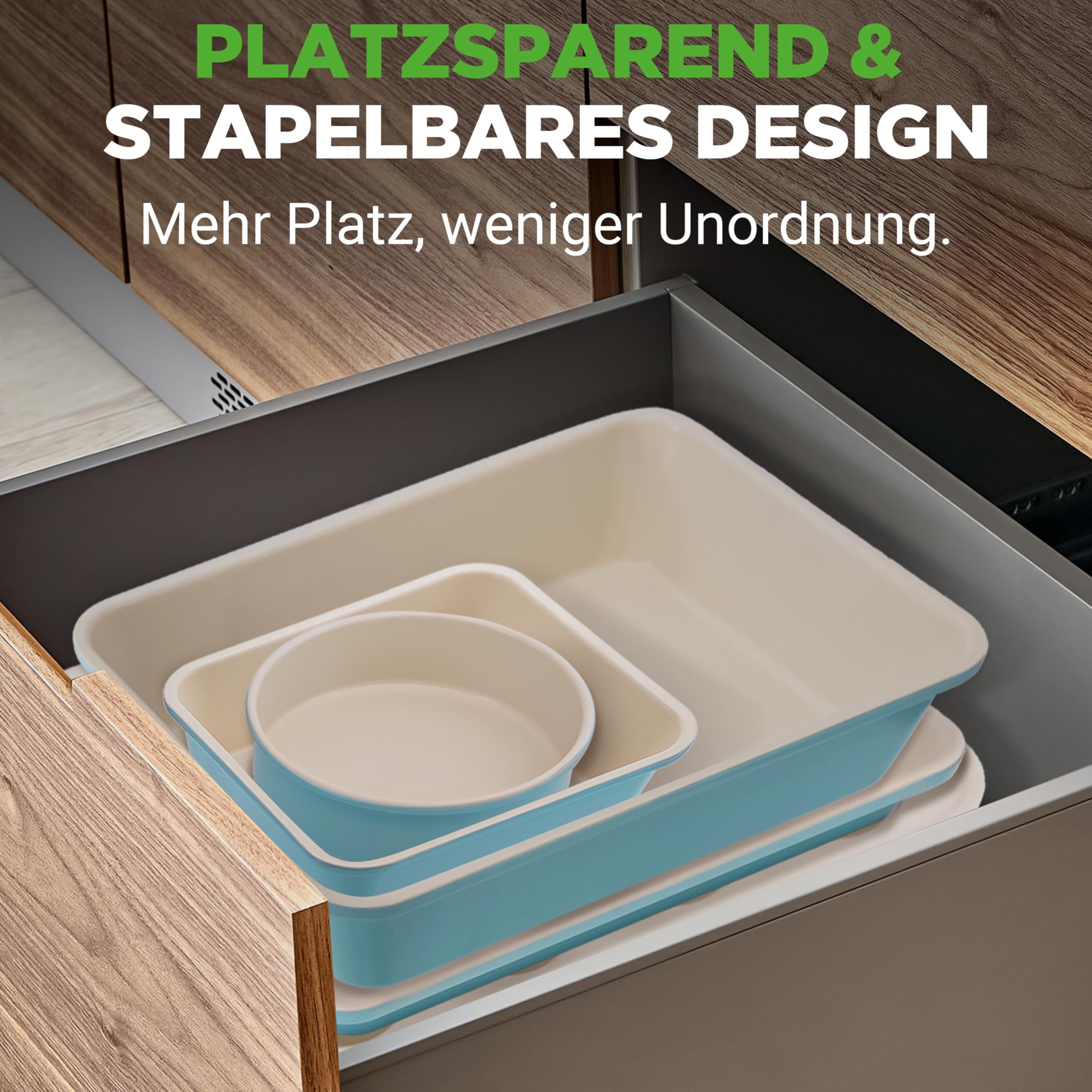 Nutrichef Backblech & Brotbackform Set, 6-teilig – Karbonstahl mit Keramik-Antihaft Für Kuchen, Brot, Lasagne – Backspaß für jede Gelegenheit, Türkis