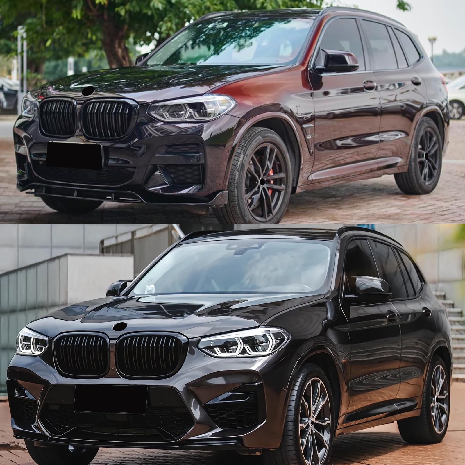 G01 Griglia per radiatore nera per BMW X3 G01 2018-2021 X4 G02 2019-2021 Grill Nero Sport Gloss Doppio Rene(For G01 2019-2021)