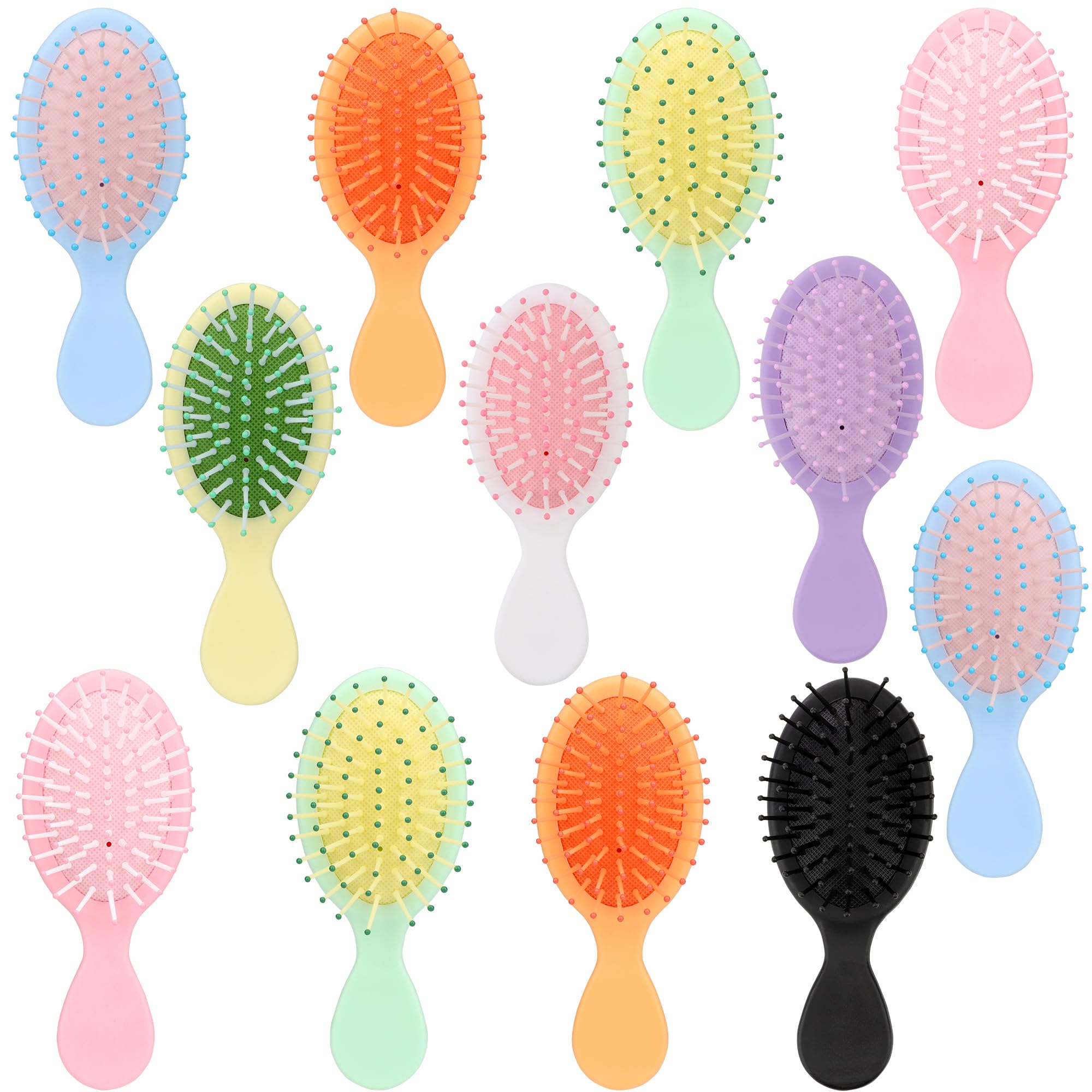 12 Pack Mini Hair Brush Bulk Soft Brush For Hair Travel Detangler Wet Hair Brush Pocket Travel Hair Brush Soft Bristles Hair Brush Small Paddle Hair
