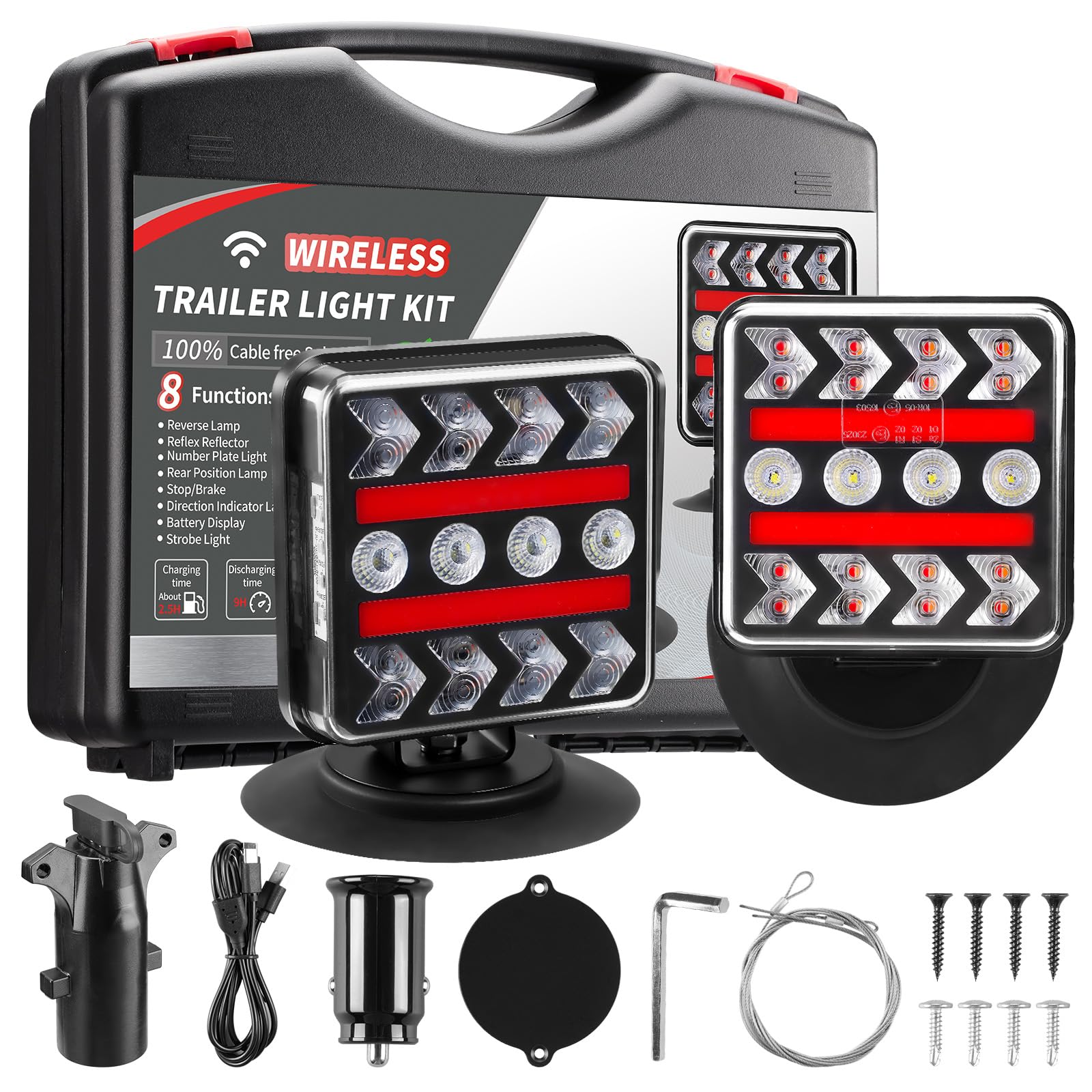 Photo 1 of inhtgeas Wireless Trailer Lights – Magnetic Trail Lights Upgraded 2.4GHz Transmission with Strobe Mode Reverse Lights Multifunction Towing Lights Kit