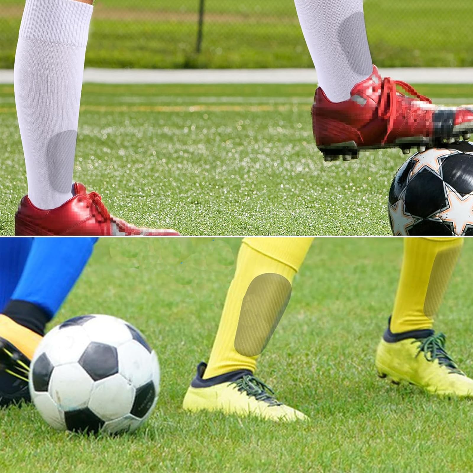 2 mini parastinchi per bambini da calcio, 10 x 6 cm, piccoli