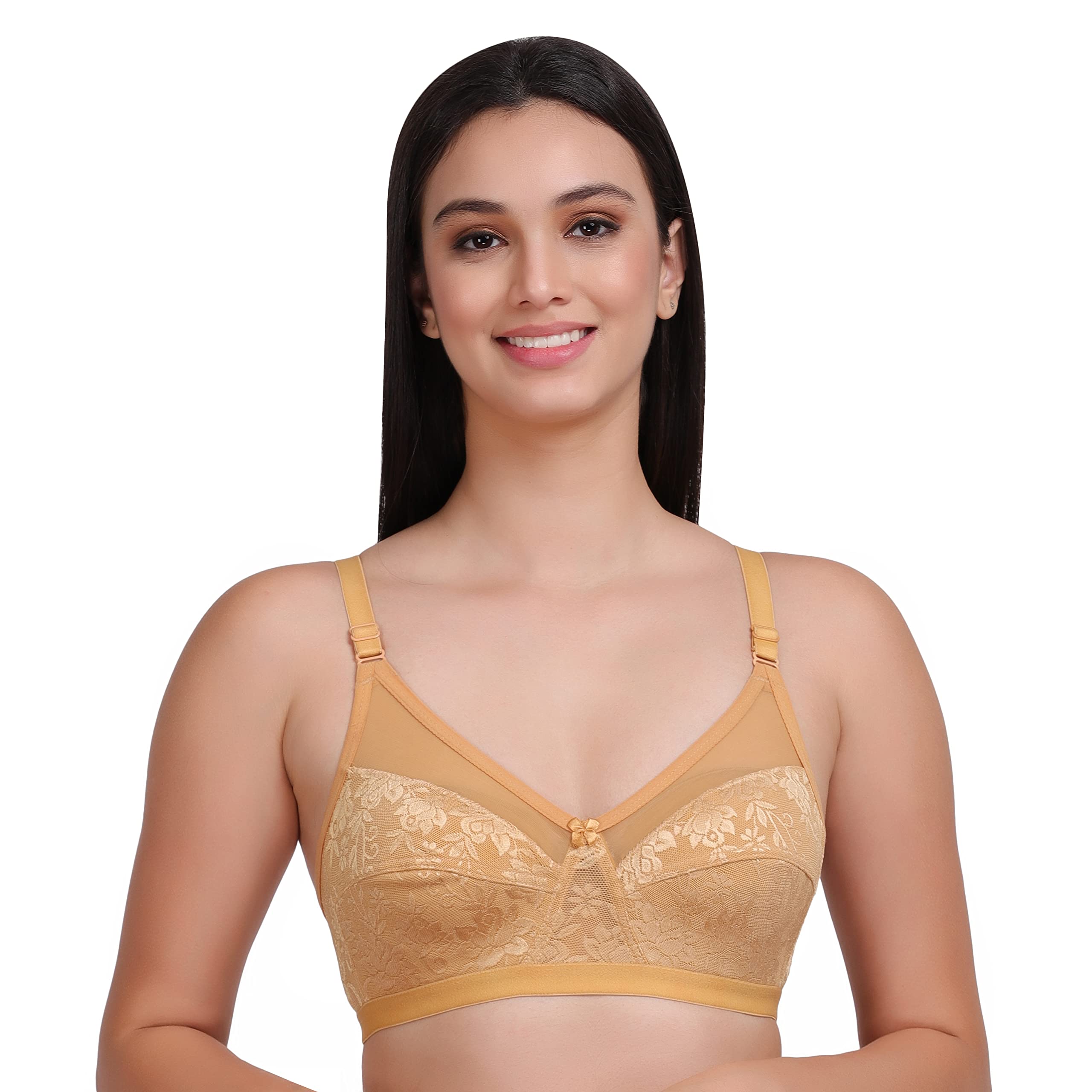 FeliziaFeliza Women's Non-Wired Cotton Push-Up Non Padded Latest & Stylish Bra (36 B, Beige)