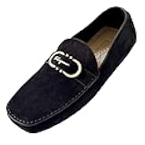 PALINURO Gancini Black Suede Leather Loafers Men's Moccasin (Salvatore