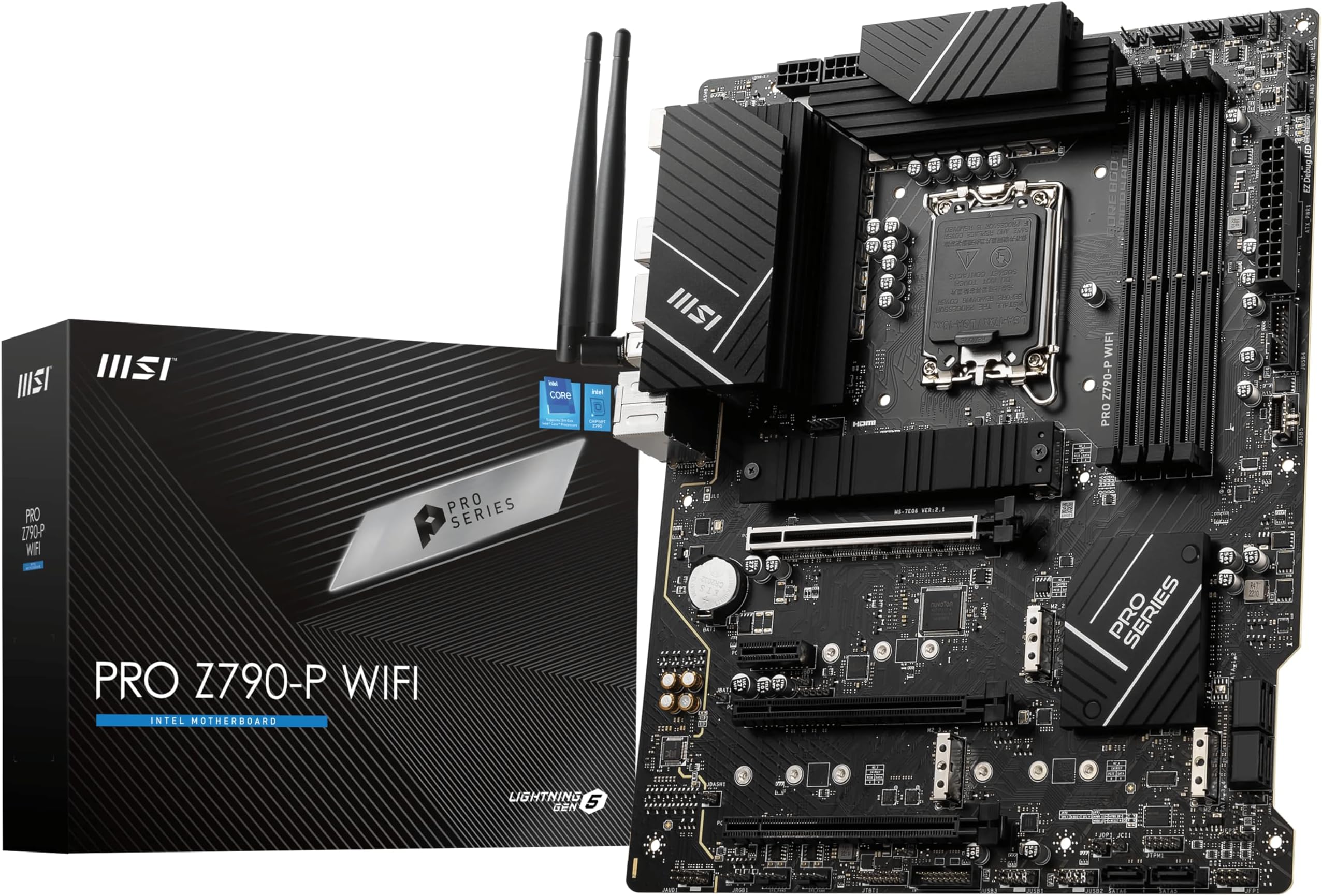 PRO Z790-P WIFI Motherboard, ATX - Supports Intel 14th, 13th & 12th Gen Core Processors, LGA 1700-55A DrMOS, DDR5 Memory Boost 7000+MHz/OC, PCIe 5.0 & 4.0 x16, 4 x M.2 Gen4, Wi-Fi 6E, 2.5G LAN