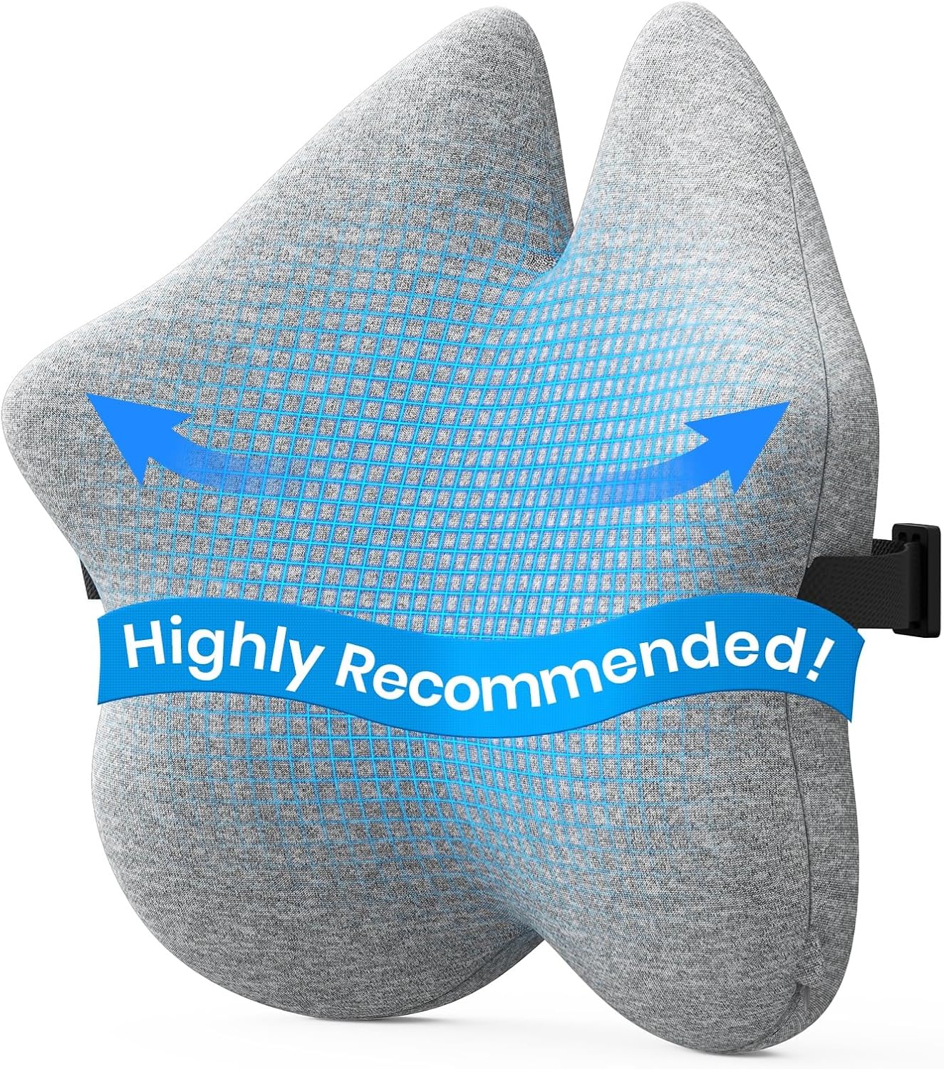 Benazcap Large Memory Foam Seat Cushion Lumbar Support Pillow for Sciatica & Tailbone Pressure Relief Coccyx Pad for Office Chair, Wheelchair, Car, Home, Office