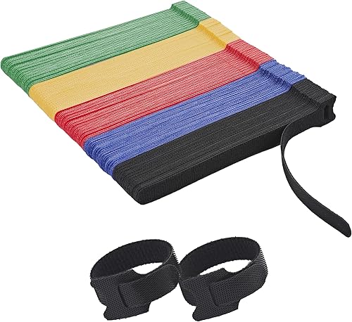 Miniatura 8 de 120 bridas de sujeción para cable reutilizables, multiusos de 20 cm para gestión de cables con gancho y bucle, bridas ajustables para organizar el 8