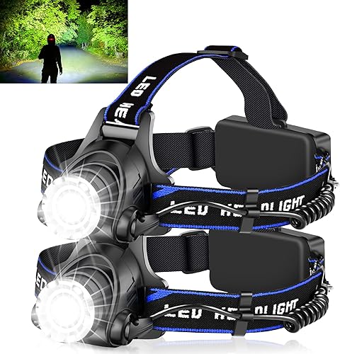 Foleto Linterna frontal LED recargable, lámpara de cabeza brillante de 600 lúmenes con 3 modos, IPX4 impermeable, ajustable a 90, faro con zoom para