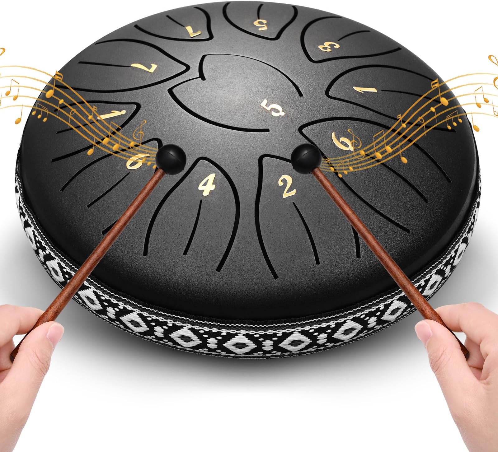 Steel Drum 11 Note 6 Inches D-Key Rain Drums for Garden,Handpan Drums with Music Book, Mallets and Carry Bag,Percussion Instrument Gift for Meditation Musical Education Mind Healing