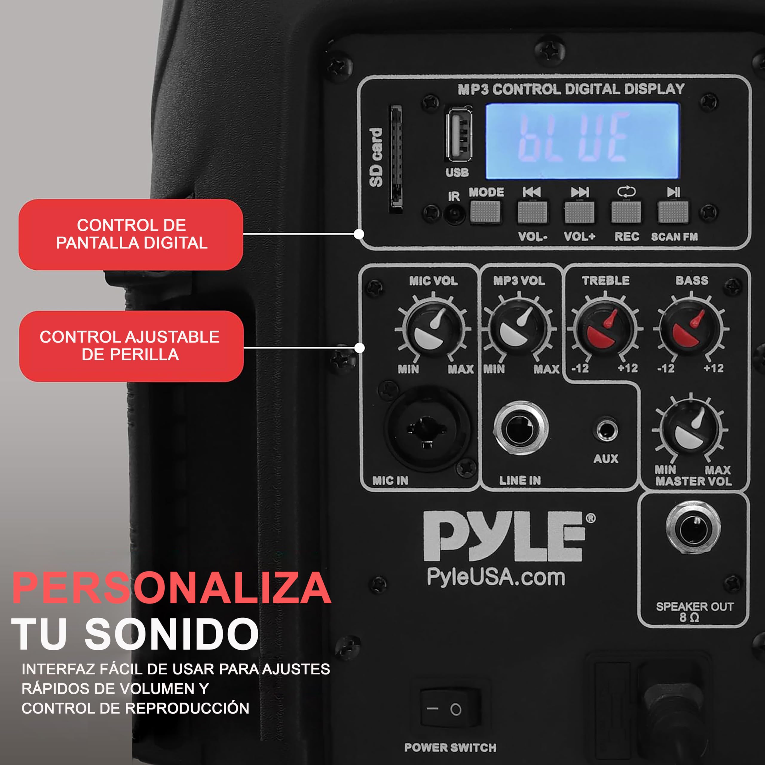 Pyle Altavoz autoamplificado Bluetooth, 8”, PA, Profesional, 700W, Activo, Pasivo, Exteriores, USB/SD/MP3 aux, Pack de 2, Tripodes, Karaoke, Microfono, Control Remoto, Color Negro