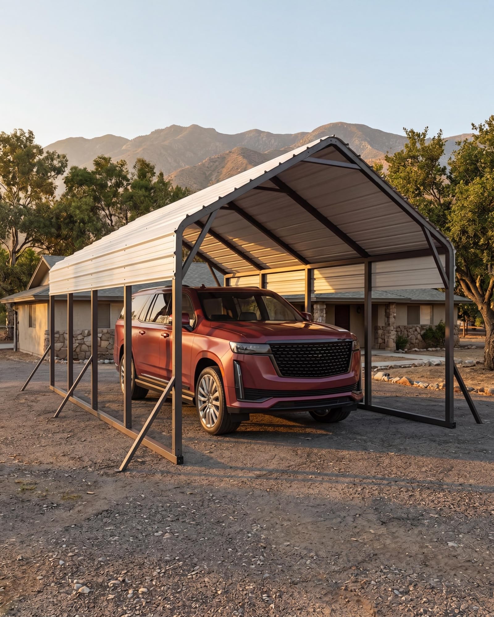 GarveeLife 13 ft x21 ft x11 ft Oversized Metal Carport, Steel Heavy Duty Carport for All-Weather, Permanent Shelter for Bass Boats, Pickup Trucks, and Tractors, N.W. 660 LBS