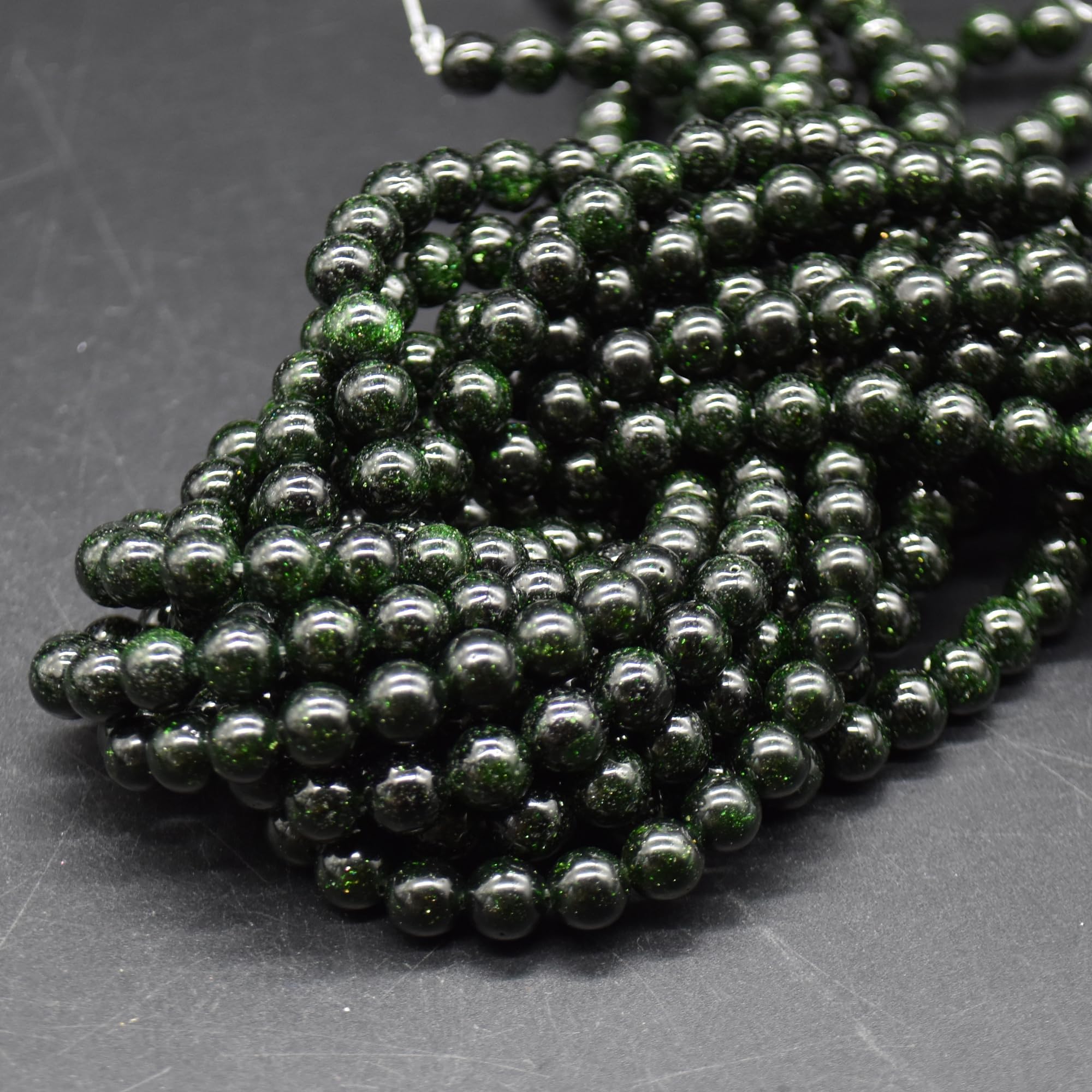 Green Goldstone Round Beads - 8mm - 15.5" Strand