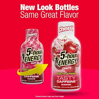 5-hour ENERGY CHERRY Flavor, 20 Count, Extra Strength Energy Shot | 1.93 Fl Oz, Amino Acids, B Vitamins, Sugar Free and Zero Calories