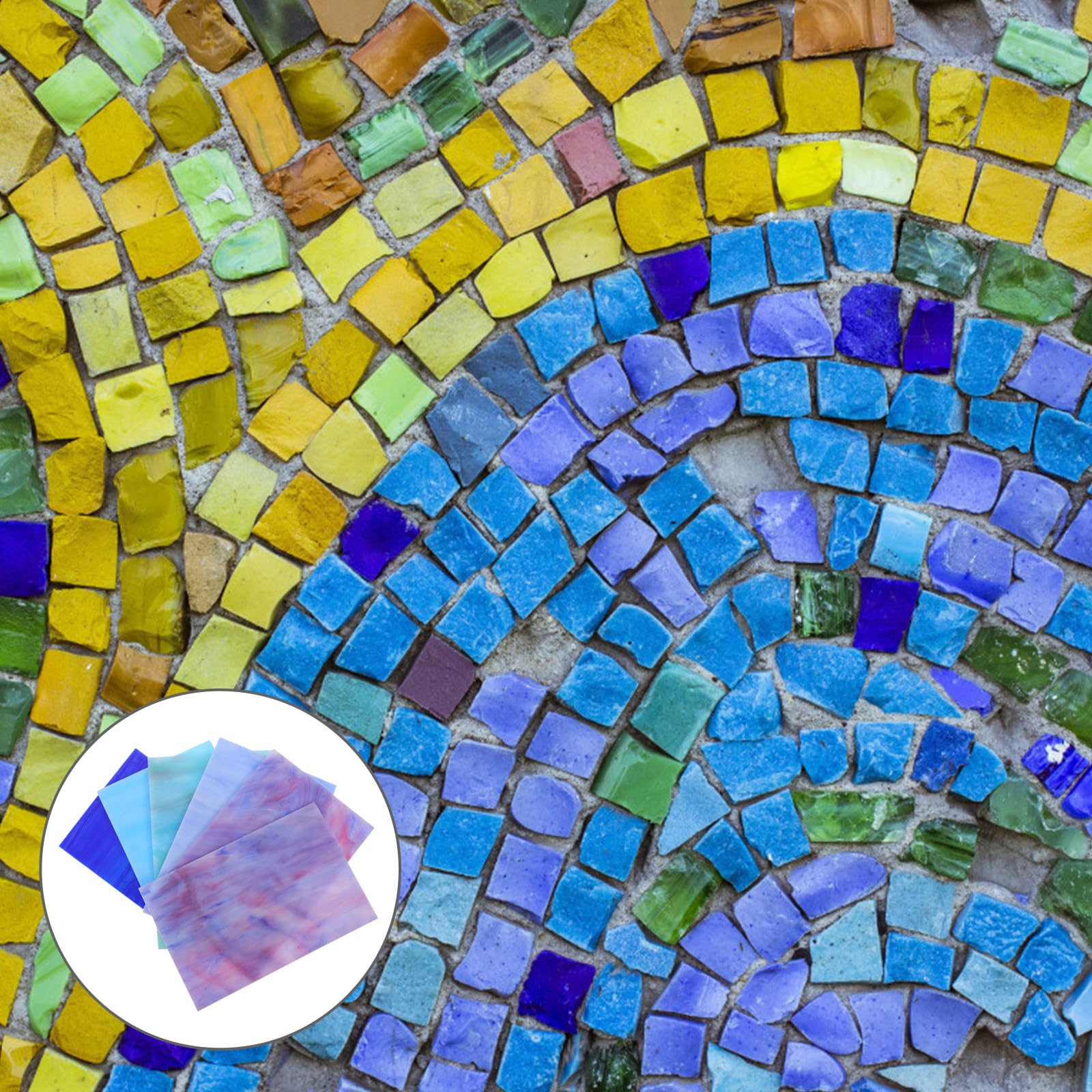 6 Stück Buntglasplatten Glasmalerei Kathedralglas Mosaikscheiben Selbstgemacht Basteln Glasstücke für Fensterdeko und Kirchenfenster Zufällige Farbe