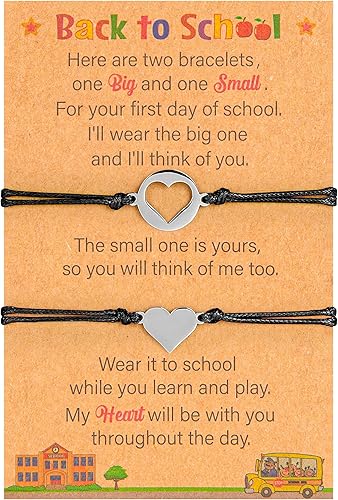 Suministros de regreso a clases, pulsera de regreso a la escuela, mamá y yo, juego de pulseras de deseos a juego de Prek, pulsera ajustable para