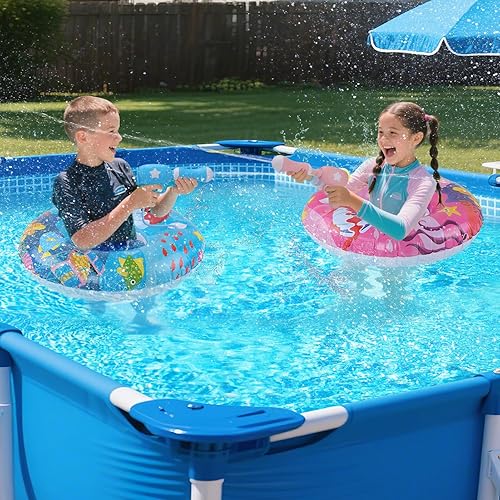 Miniatura 3 de Bigmeta 2 juegos de flotadores de piscina para niños con pistola de agua para niños de 8 a 12 años, juguetes inflables de tubo de piscina,