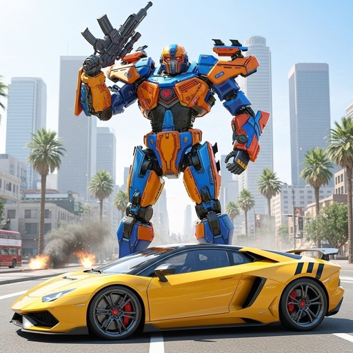 Auto-Transformationsroboterspiel: Roboterkampf-Offline-3D-Spiel