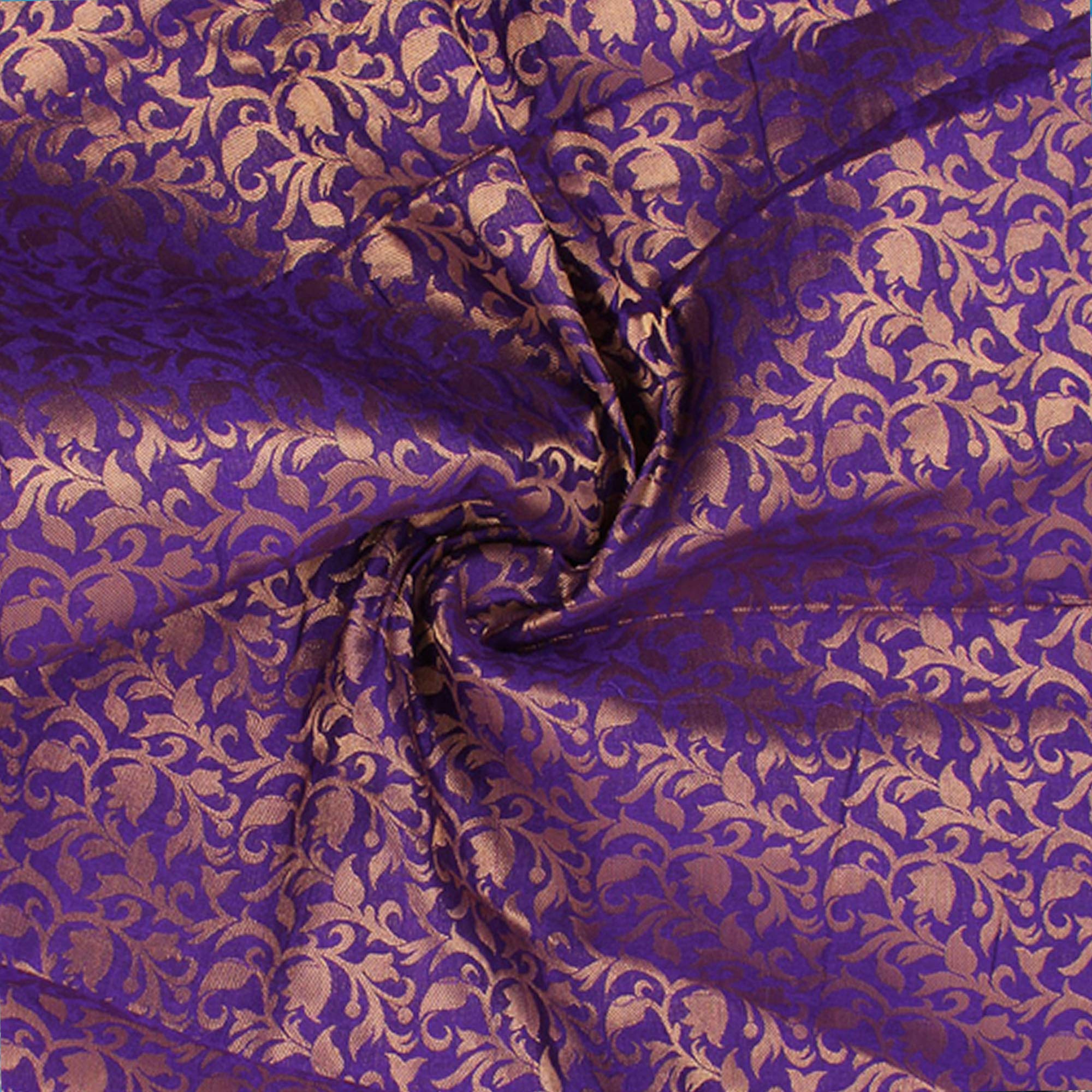 Purple Brocade Art Silk Fabric Solid Pattern Fabric for Sewing Wedding Lehenga Crafting Home Decor by The Yard