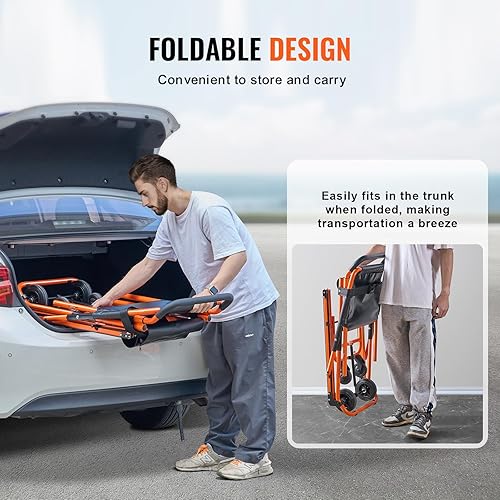 Miniatura 7 de Manual de capacidad de carga de 350 libras, silla de ruedas de emergencia plegable con 4 ruedas, silla de escalera de transporte portátil,
